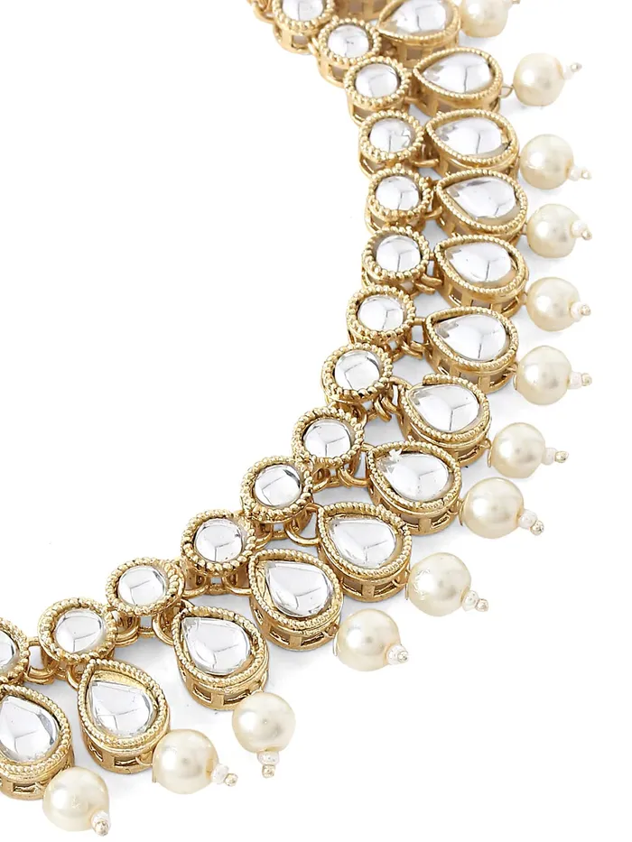Yellow Chimes Earrings Yellow Chimes Ethnic Multilayer Pearl Beads Jewellery Set Traditional Choker Necklace Set for Women and Girls Design 5