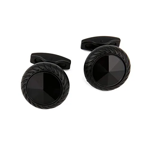 Yellow Chimes Earrings Yellow Chimes Exclusive Collection Stainless Steel Black Round Designer Cuff Links for Men Yellow Chimes Earrings Yellow Chimes Exclusive Collection Stainless Steel Black Round Designer Cuff Links for Men