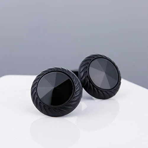 Yellow Chimes Earrings Yellow Chimes Exclusive Collection Stainless Steel Black Round Designer Cuff Links for Men