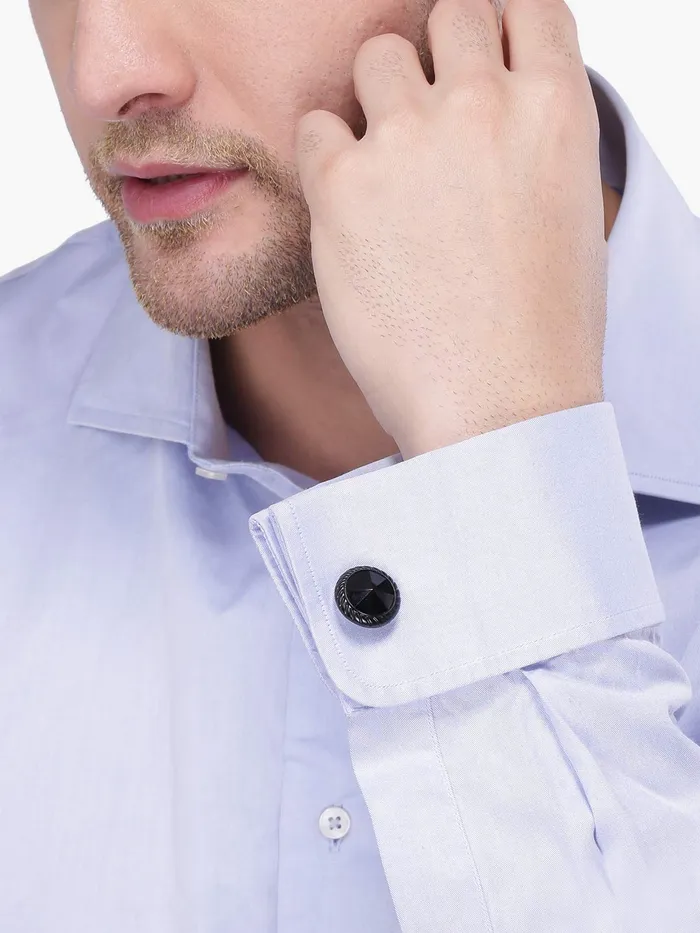 Yellow Chimes Earrings Yellow Chimes Exclusive Collection Stainless Steel Black Round Designer Cuff Links for Men