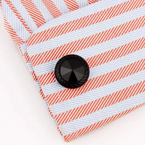 Yellow Chimes Earrings Yellow Chimes Exclusive Collection Stainless Steel Black Round Designer Cuff Links for Men