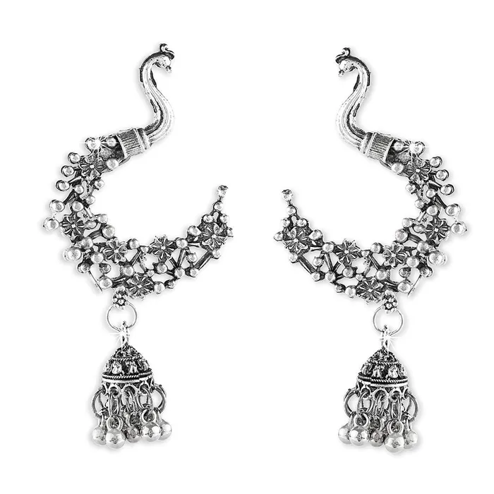 Yellow Chimes Earrings Yellow Chimes Handmade Peacock Carved Oxidized Silver Plated Jhumka Jhumki Earrings for Women and Girls Yellow Chimes Earrings Yellow Chimes Handmade Peacock Carved Oxidized Silver Plated Jhumka Jhumki Earrings for Women and Girls