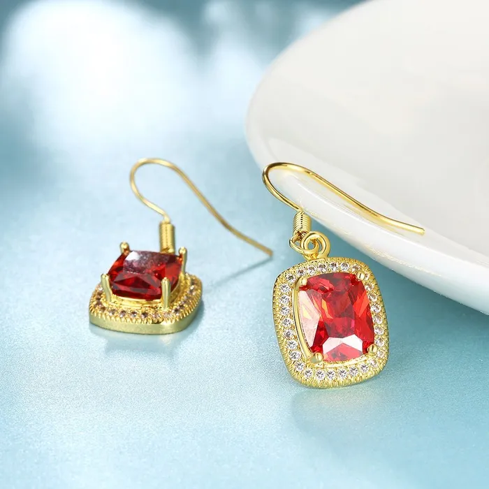 Yellow Chimes Earrings YELLOW CHIMES High Grade Austrian Red Crystal Gold Plated Designer Earrings for Girls and Women