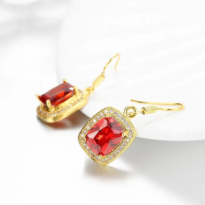 Yellow Chimes Earrings YELLOW CHIMES High Grade Austrian Red Crystal Gold Plated Designer Earrings for Girls and Women