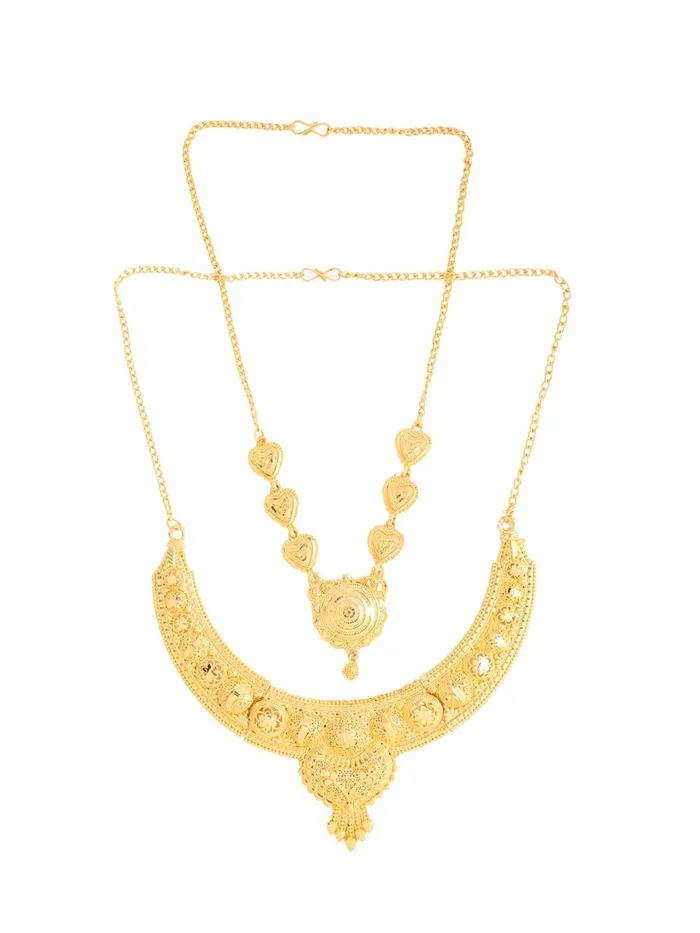 Yellow Chimes Earrings Yellow Chimes Jewellery Set for Women and Girls One Gram Gold Jewellery Set for Women Gold Plated Bridal Choker Necklace Set Birthday Gift for Girls Women Anniversary Gift for Wife