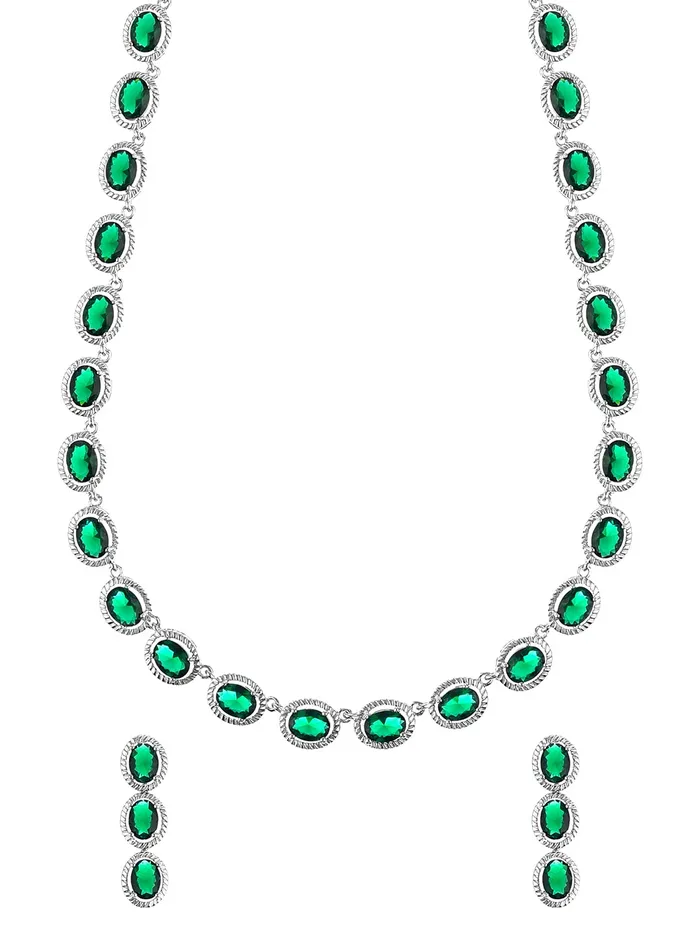 Yellow Chimes Earrings Yellow Chimes Jewellery Set for Women RhodiumPlated Emerald Green Real Cubic Zircon Necklace Set Classic CZ Jewellery Set for Women and Girls Yellow Chimes Earrings Yellow Chimes Jewellery Set for Women RhodiumPlated Emerald Green Real Cubic Zircon Necklace Set Classic CZ Jewellery Set for Women and Girls