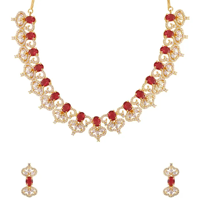 Yellow Chimes Earrings Yellow Chimes Jewellery Set for Womens Gold Plated ADAmerican Diamond Studded Red Crystal Necklace Set with Earrings for Women and Girls Yellow Chimes Earrings Yellow Chimes Jewellery Set for Womens Gold Plated ADAmerican Diamond Studded Red Crystal Necklace Set with Earrings for Women and Girls