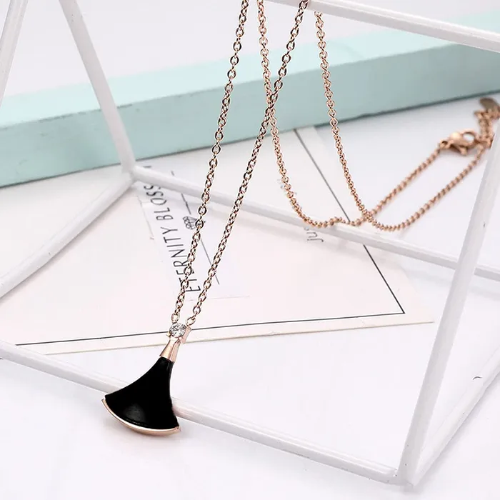 Yellow Chimes Earrings Yellow Chimes Latest Fashion Stainless Steel Rose Gold Plated Black Stone Charm Pendant for Women and Girls Rose Gold Black Medium YCFJPD368STNBK