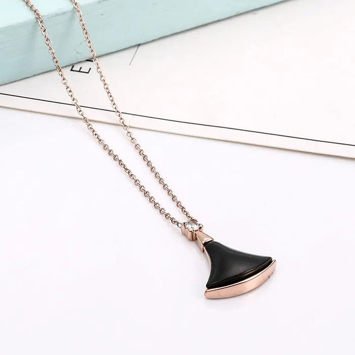 Yellow Chimes Earrings Yellow Chimes Latest Fashion Stainless Steel Rose Gold Plated Black Stone Charm Pendant for Women and Girls Rose Gold Black Medium YCFJPD368STNBK