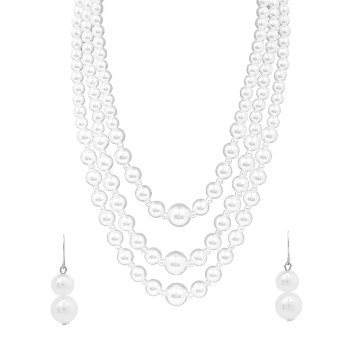 Yellow Chimes Earrings Yellow Chimes Latest Fashion White Pearl Royal Style Multilayer Necklace Set with Earrings for Women Girls Yellow Chimes Earrings Yellow Chimes Latest Fashion White Pearl Royal Style Multilayer Necklace Set with Earrings for Women Girls