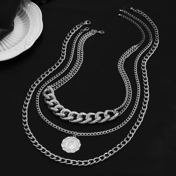 Yellow Chimes Earrings Yellow Chimes Layered Choker Necklace for Women Multi Color Plated Thick Chain Multi Layer Chain Choker Necklace for Girls and Women NK 1