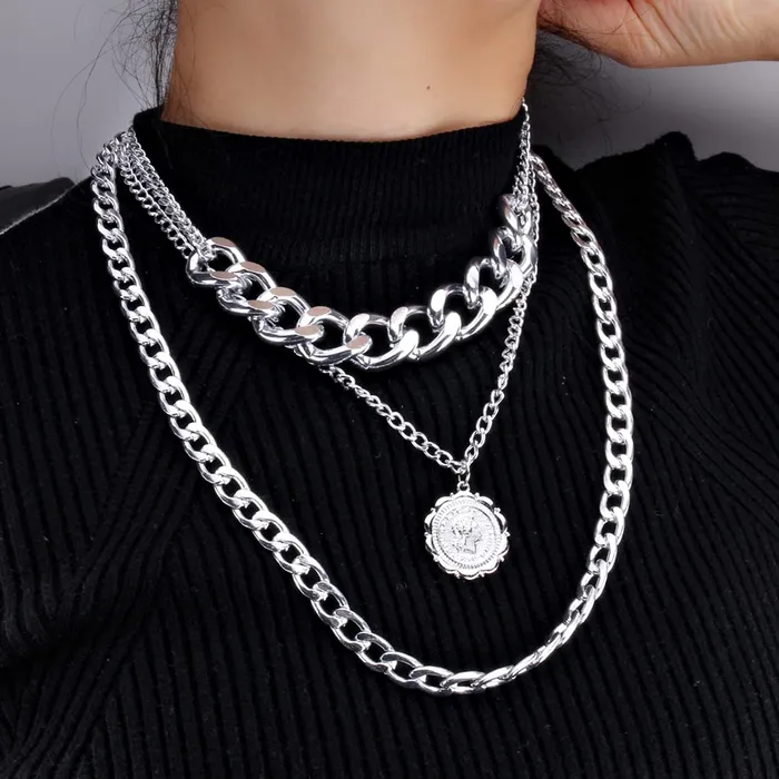 Yellow Chimes Earrings Yellow Chimes Layered Choker Necklace for Women Multi Color Plated Thick Chain Multi Layer Chain Choker Necklace for Girls and Women NK 1