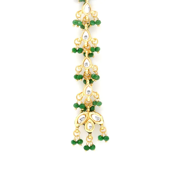 Yellow Chimes Earrings Yellow Chimes Maang Tikka for Women Maang Tikka for Women Traditional Gold Plated Kundan Ethnic Maang Tikka for Women and Girls