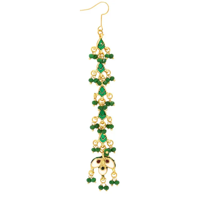 Yellow Chimes Earrings Yellow Chimes Maang Tikka for Women Maang Tikka for Women Traditional Gold Plated Kundan Ethnic Maang Tikka for Women and Girls