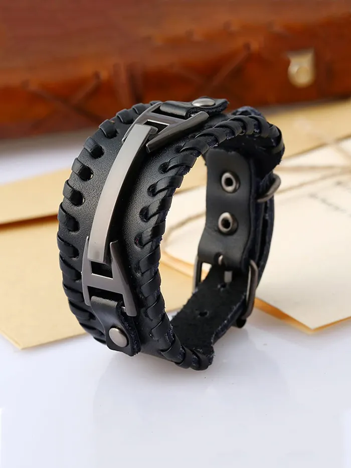 Yellow Chimes Earrings Yellow Chimes Multi Strand Leather Wrap Wrist Bracelet for Men and Women Design 10
