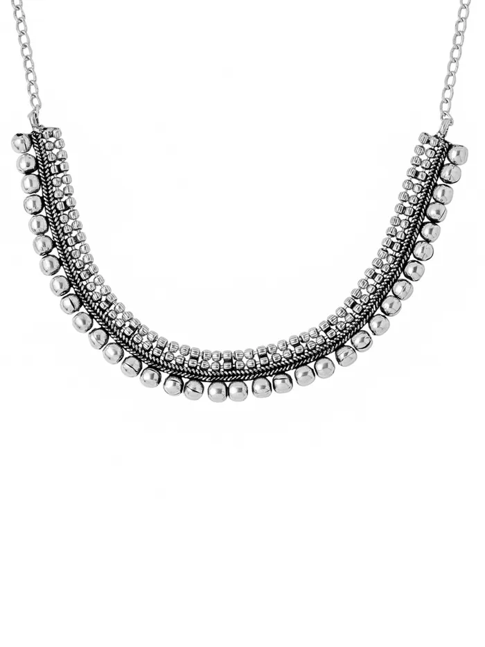 Yellow Chimes Earrings Yellow Chimes Necklace for Women Silver Oxidised Beads Studded Choker Necklace for Women and Girls Yellow Chimes Earrings Yellow Chimes Necklace for Women Silver Oxidised Beads Studded Choker Necklace for Women and Girls