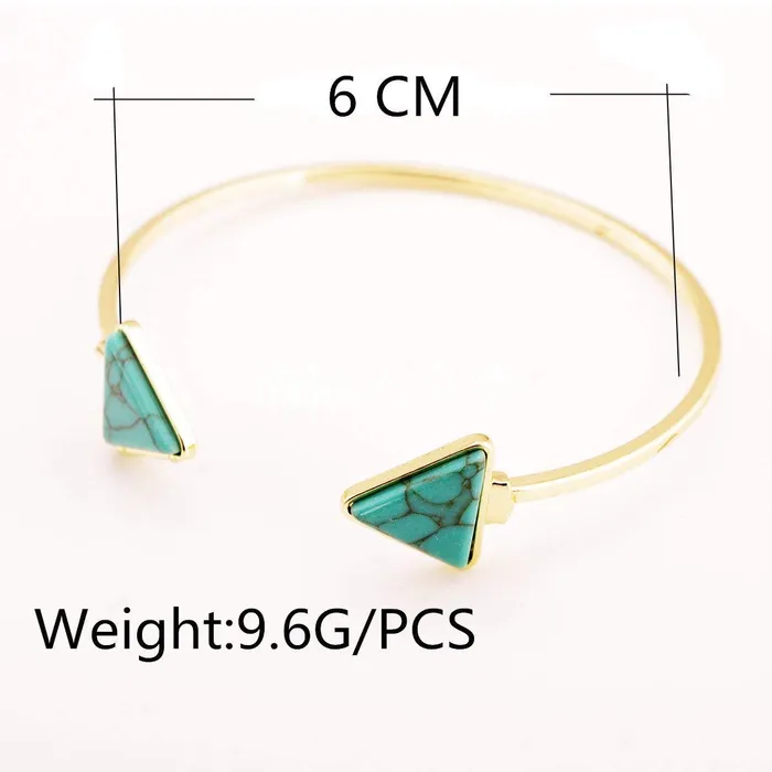 Yellow Chimes Earrings Yellow Chimes Retro Vintage Open Bangle Triangle Blue Turquoise Stone Cuff Bracelet For Women and Girls