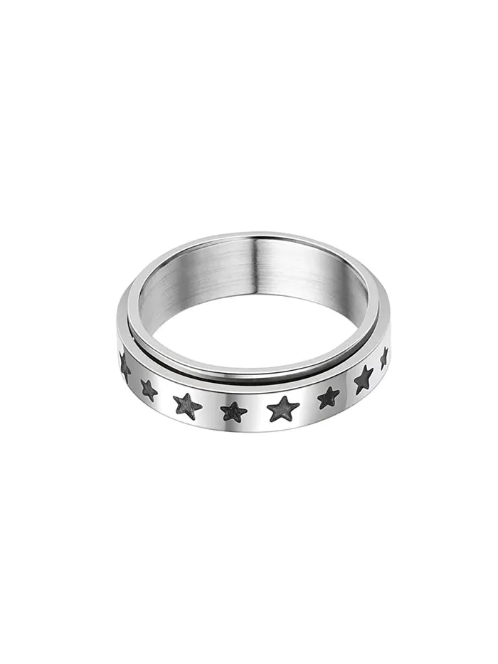 Yellow Chimes Earrings Yellow Chimes Spinner Rings Stainless Steel Stress Relieving Rotatable Spinner Ring for Women and Men Model4