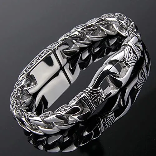 Yellow Chimes Earrings Yellow Chimes Stainless Steel Curb Chain Design Silver Bracelet for Men and Boys Medium Model YCFJBR307STDESSL