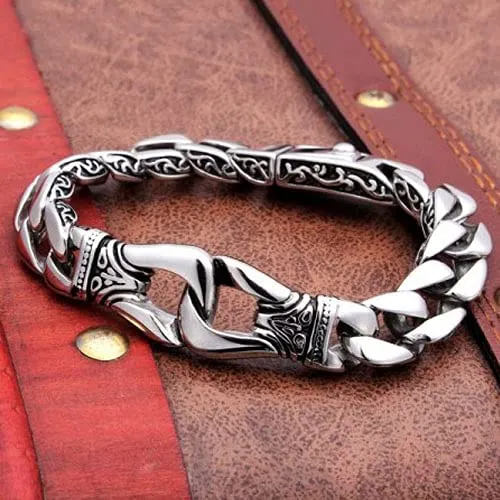 Yellow Chimes Earrings Yellow Chimes Stainless Steel Curb Chain Design Silver Bracelet for Men and Boys Medium Model YCFJBR307STDESSL