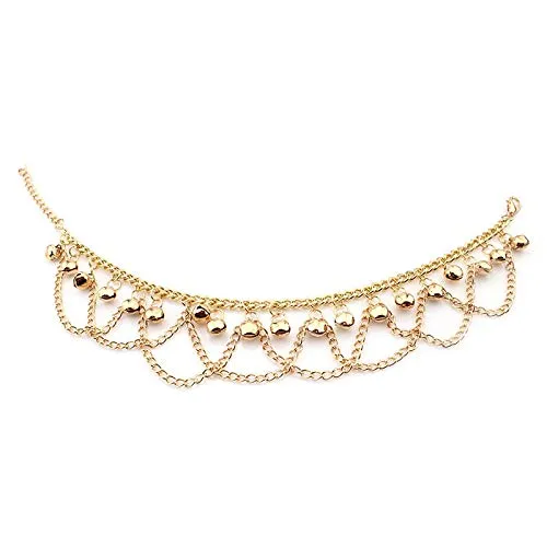 Yellow Chimes Earrings Yellow Chimes Traditional Chain Tassels Gold Plated Payal 2 Pc Anklets for Women and Girls