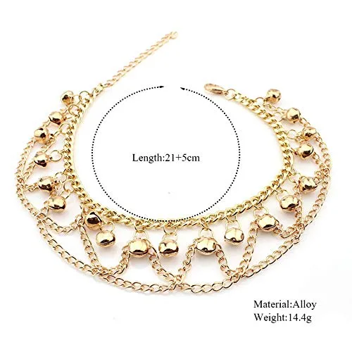 Yellow Chimes Earrings Yellow Chimes Traditional Chain Tassels Gold Plated Payal 2 Pc Anklets for Women and Girls