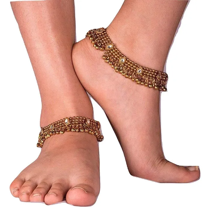 Yellow Chimes Earrings Yellow Chimes Traditional Red Stone Kundanl Gold Plated Payal Anklets for Women and Girls
