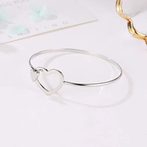 Yellow Chimes Earrings Yellow Chimes Valentine Collection Creative Dual Openwork Love Heart Silver Plated Kada Bracelet for Women and Girls