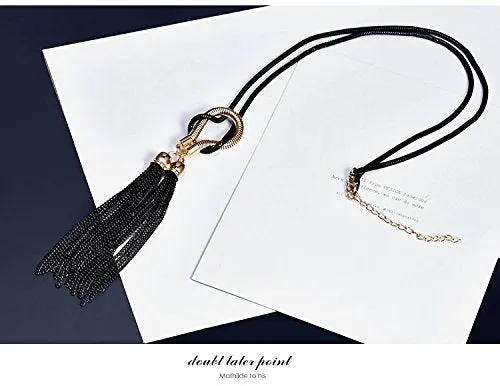 Yellow Chimes Earrings Yellow Chimes Western Style Front Knot Statement Long Chain Pendant Necklace for Girls and Women