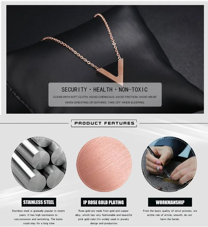 Yellow Chimes Earrings Yellow Chimes Western Style The V Sign Rose Gold Stainless Steel Never Fading Pendant for Women Girls