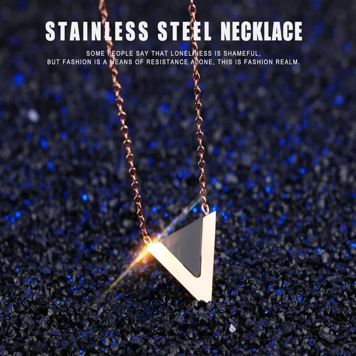 Yellow Chimes Earrings Yellow Chimes Western Style The V Sign Rose Gold Stainless Steel Never Fading Pendant for Women Girls