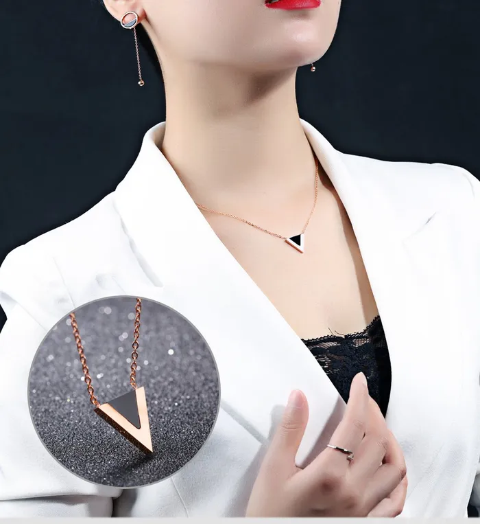 Yellow Chimes Earrings Yellow Chimes Western Style The V Sign Rose Gold Stainless Steel Never Fading Pendant for Women Girls