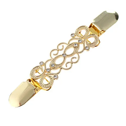 Yellow Chimes Elegant Cardigan Brooch Sweater Collar Shawl Clip Classic Design Stylish Gold Plated Brooch for Women Yellow Chimes Rings Yellow Chimes Elegant Cardigan Brooch Sweater Collar Shawl Clip Classic Design Stylish Gold Plated Brooch for Women Yellow Chimes Rings