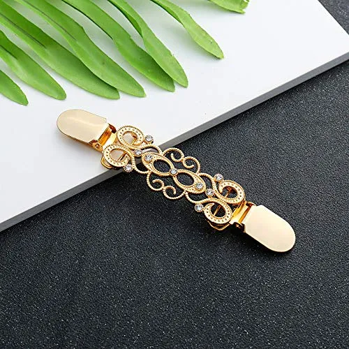 Yellow Chimes Elegant Cardigan Brooch Sweater Collar Shawl Clip Classic Design Stylish Gold Plated Brooch for Women Yellow Chimes Rings
