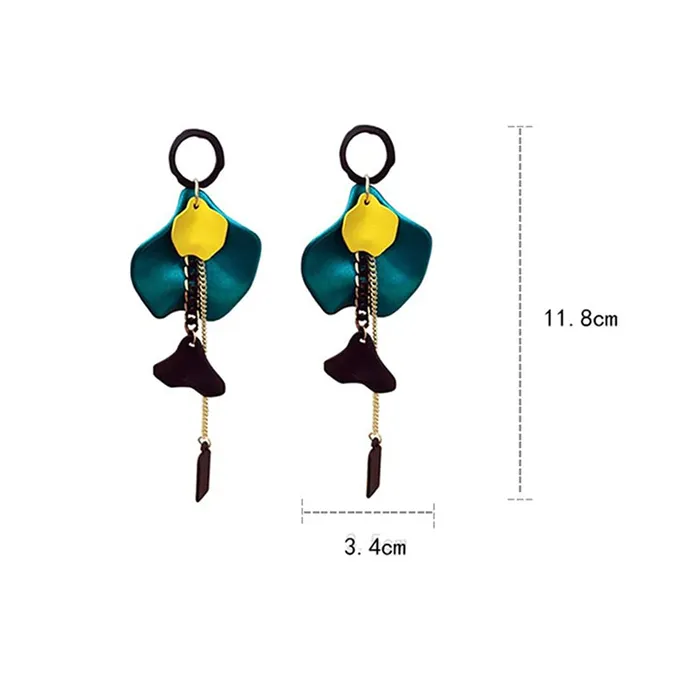 Yellow Chimes Elegant Latest Fashion Gold Plated Green Colour Single Flower Petal Design Multicolor Dangler Earrings for Women and Girls Medium YCFJERSNGPTLGR Yellow Chimes Earrings