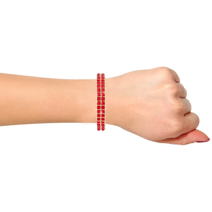 Yellow Chimes Exclusive Ruby Studded 2 PC Gold Plated Traditional Bangles Set for Women and Girls Yellow Chimes Bracelets