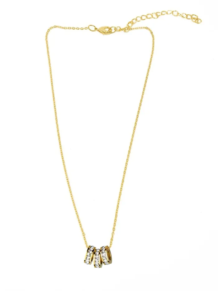 Yellow Chimes Gold Chain Pendant for Women Crystal Rings GoldPlated Stainless Steel Chain Pendant Necklace for Women and Girls Yellow Chimes Earrings