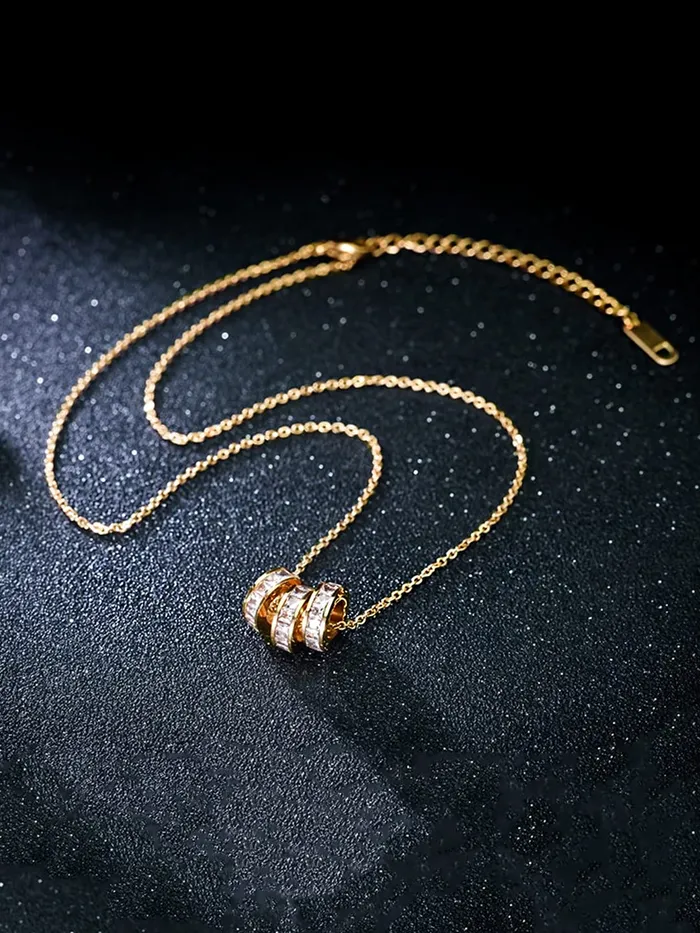 Yellow Chimes Gold Chain Pendant for Women Crystal Rings GoldPlated Stainless Steel Chain Pendant Necklace for Women and Girls Yellow Chimes Earrings
