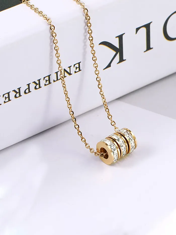 Yellow Chimes Gold Chain Pendant for Women Crystal Rings GoldPlated Stainless Steel Chain Pendant Necklace for Women and Girls Yellow Chimes Earrings