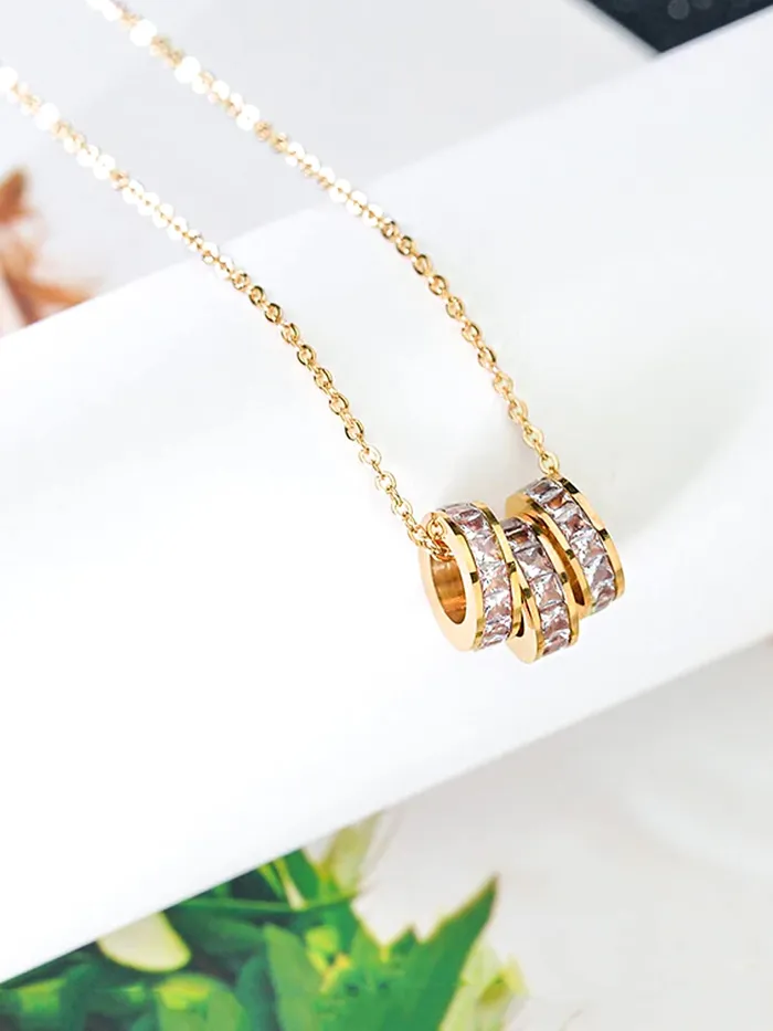 Yellow Chimes Gold Chain Pendant for Women Crystal Rings GoldPlated Stainless Steel Chain Pendant Necklace for Women and Girls Yellow Chimes Earrings