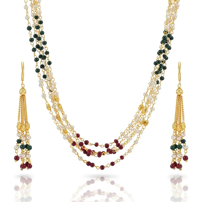Yellow Chimes Golden Jewellery Set for Women White Pearl MultiLayer Jewellery Gold Plated Traditional Long Chain Necklace Set for Women and Girls Yellow Chimes Necklaces Yellow Chimes Golden Jewellery Set for Women White Pearl MultiLayer Jewellery Gold Plated Traditional Long Chain Necklace Set for Women and Girls Yellow Chimes Necklaces