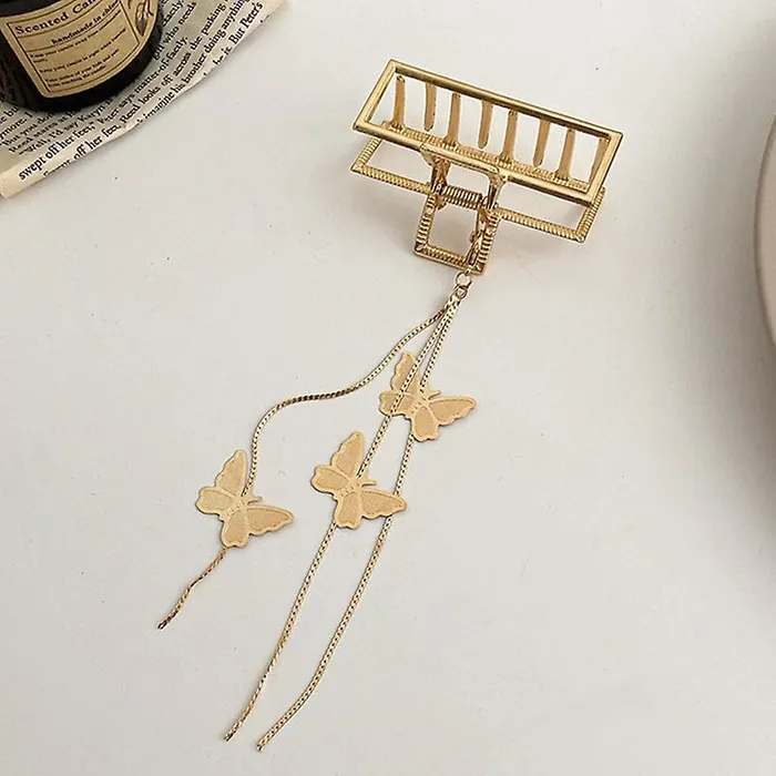 Yellow Chimes Hair Clip for Women Gold Toned Cluthers Long Hair Claw Clip with Hanging Butterfly Charm Hair Clutch for Women and Girls Yellow Chimes Bracelets