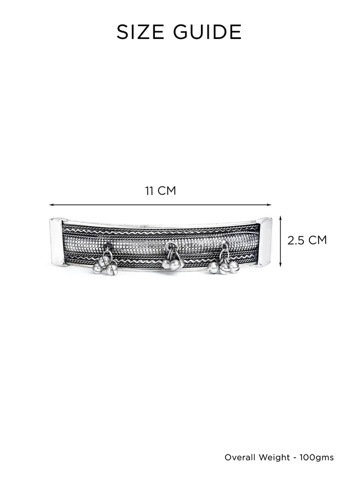 Yellow Chimes Hair Clips for Women Silver Oxidised Hairclips Combo of 2 PCs Traditional Gungroo Design Hair Clip for Women and Girls Hair Accessories Yellow Chimes Necklaces