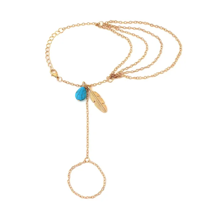Yellow Chimes Hand Chain For Women Multilayer Gold Plated Blue Stone Feather Charm Hanging Hand Chain For Women and Girls Yellow Chimes Earrings Yellow Chimes Hand Chain For Women Multilayer Gold Plated Blue Stone Feather Charm Hanging Hand Chain For Women and Girls Yellow Chimes Earrings
