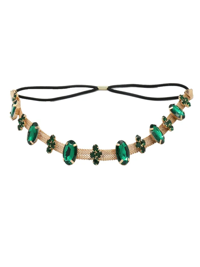 Yellow Chimes Head Chain For Women Dark Green Crystal Beaded Headbands For Women and Girls Yellow Chimes Necklaces Yellow Chimes Head Chain For Women Dark Green Crystal Beaded Headbands For Women and Girls Yellow Chimes Necklaces