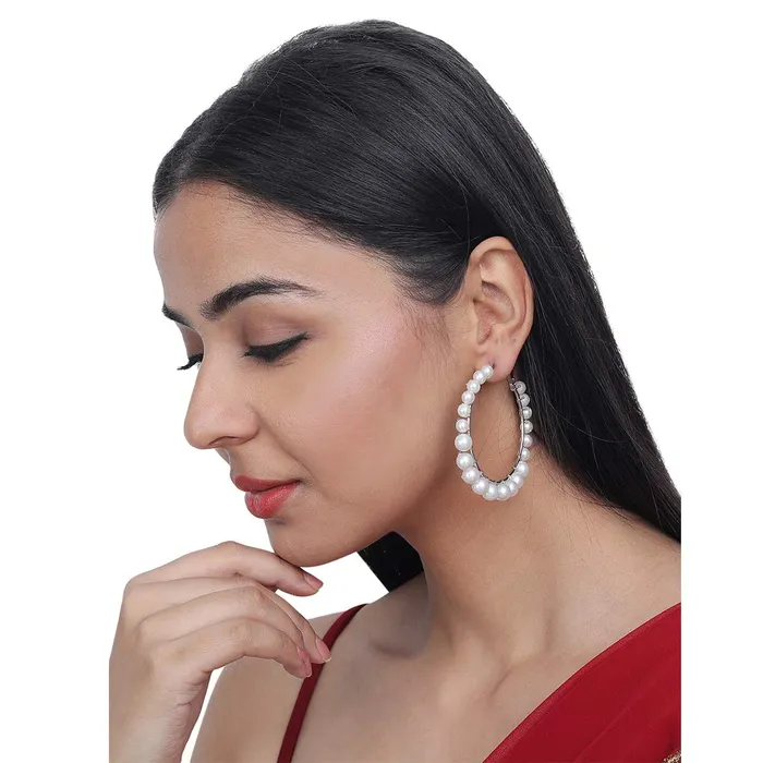 Yellow Chimes Hoop Earrings for Women Combo of 3 Pairs Latest Collection Pearl Hoop Earrings Set for Women and Girls Yellow Chimes Bracelets