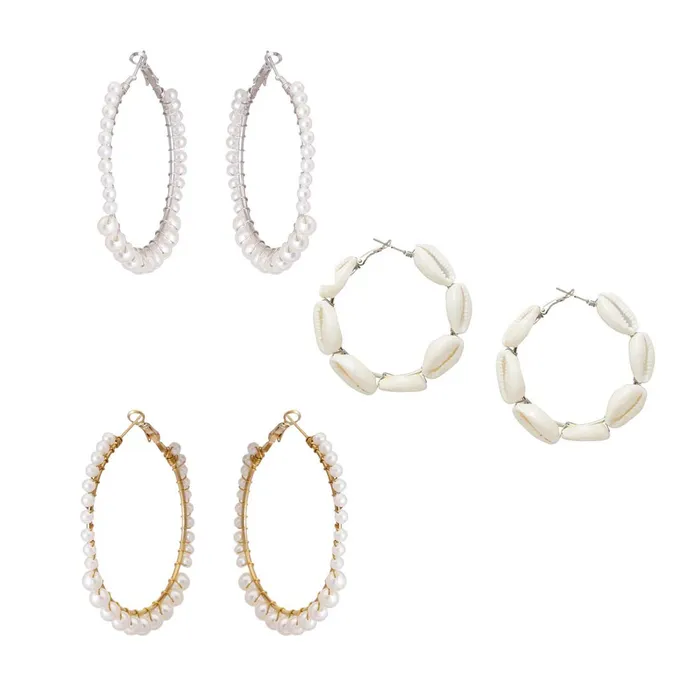 Yellow Chimes Hoop Earrings for Women Combo of 3 Pairs Latest Collection Pearl Hoop Earrings Set for Women and Girls Yellow Chimes Bracelets