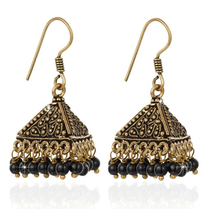 Yellow Chimes Jaipuri Collection Jhumka Oxidised Gold Plated Earrings for Women and Girls Yellow Chimes Necklaces Yellow Chimes Jaipuri Collection Jhumka Oxidised Gold Plated Earrings for Women and Girls Yellow Chimes Necklaces