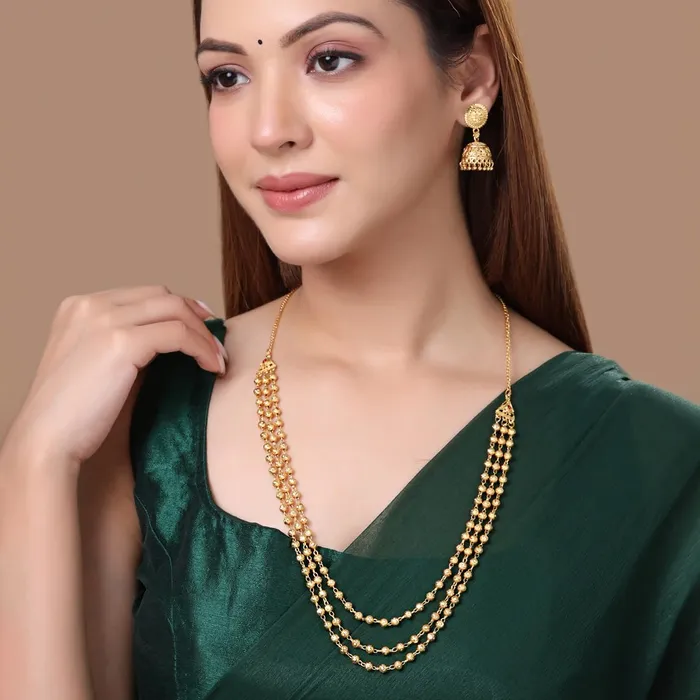 Yellow Chimes Jewellery Set for Women and Girls Gold Necklace Set for Women Gold Toned Beads Designed Necklace Set Birthday Gift for girls and women Anniversary Gift for Wife Yellow Chimes Earrings