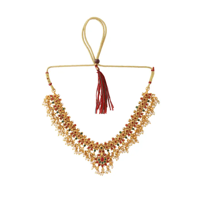 Yellow Chimes Jewellery Set for Women and Girls Gold Plated Bridal Necklace Set for Wedding Moti Beads Bridal Necklace Set Birthday Gift for girls and women Anniversary Gift for Wife Yellow Chimes Necklaces